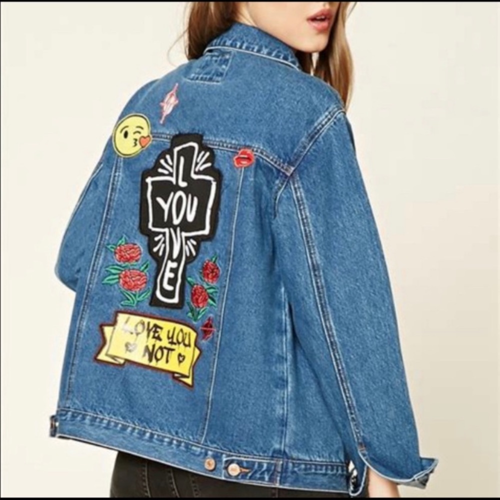 Forever 21 Love You Not Denim Jean Jacket Size M